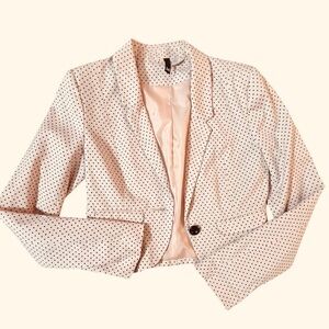 Cream Polka Dot Blazer | H&M Fitted Cropped Jacket | EU 34
